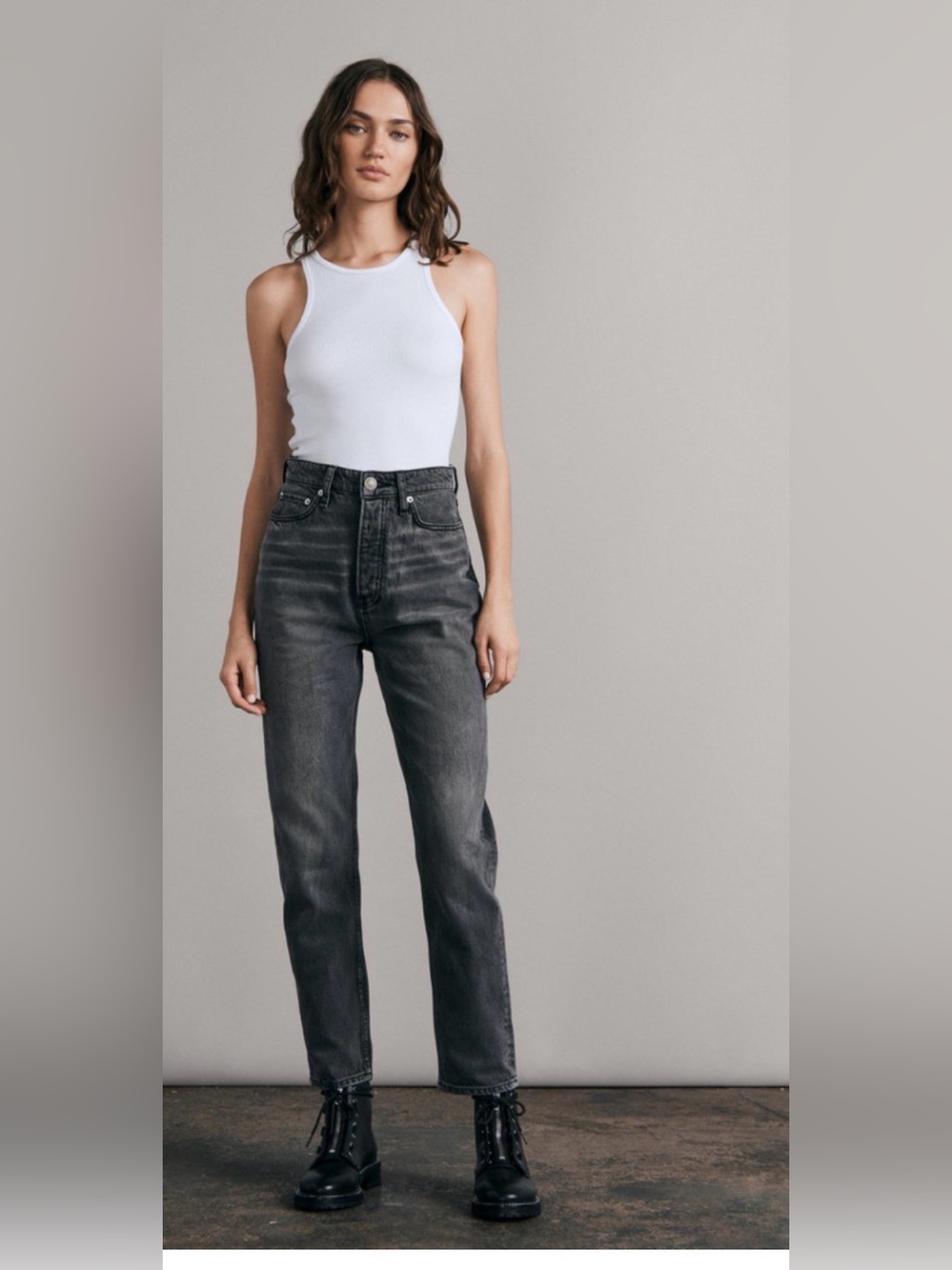 Rag & Bone High Rise Ankle Barrel Straight Jeans Kamari Wash Denim Size 28